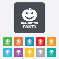 Halloween pumpkin sign icon. Halloween party.