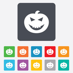 Halloween pumpkin sign icon. Halloween party.