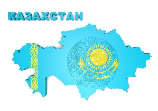 map illustration of Kazakhstan with flag