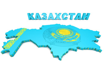 Obraz premium map illustration of Kazakhstan with flag