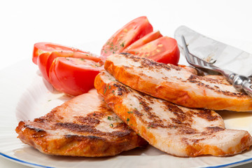 fillets marinated turkey and tomato