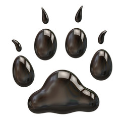 Black paw isolated on white background