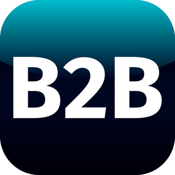 b2b blue computer icon on white background