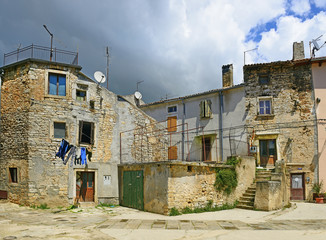 Narrow alley in Vodnjan. Vodnjan is old town in Istria, Croatia