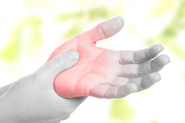 Schmerzen Handfläche , farbig - rot markiert