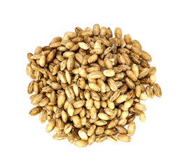 Pile of pearl barley isolated on white.