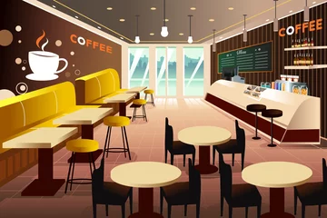 Crédence de cuisine en verre imprimé Restaurant Interior of a modern coffee shop