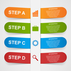 Vector abstract 3d paper sticker infographic.