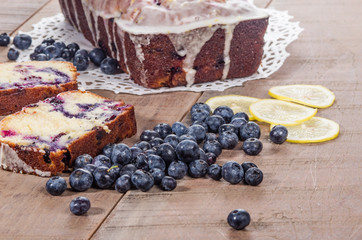 Blueberry coffee cake loaf with blueberries