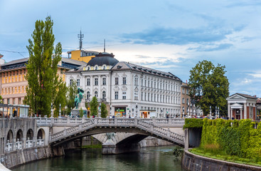 Fototapeta premium View of the city center of Ljubljana, Slovenia