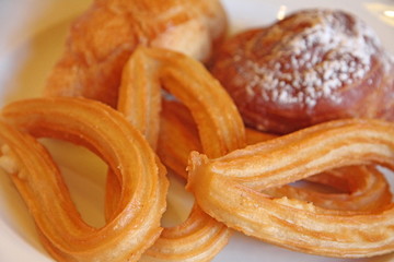 Churros fried crullers spanish flour fritters ,