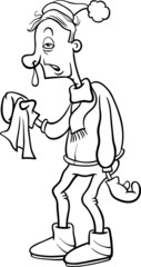 man with flu cartoon coloring page