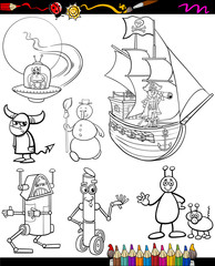 fantasy cartoon set for coloring book