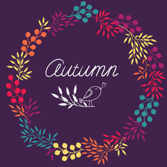 Autumn vector round frame