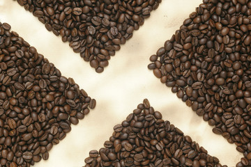 Caffe edition, coffee beans on old paper