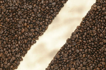 Caffe edition, coffee beans on old paper