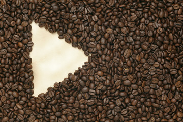 Caffe edition, coffee beans on old paper