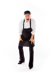 model isolated on plain background furious screaming