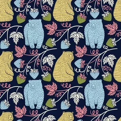 Printed kitchen splashbacks Forest animals Bears seamless pattern