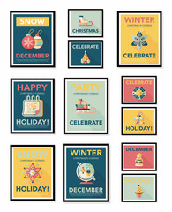 Christmas poster banner design flat background set, eps10