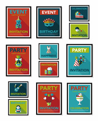 Birthday poster flat banner design flat background set, eps10