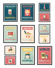 Hospital flat banner design flat background set, eps10