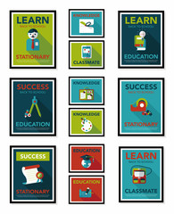 School poster flat banner design flat background set, eps10