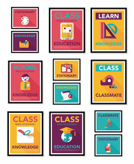Fototapeta premium School poster flat banner design flat background set, eps10