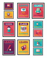 School poster flat banner design flat background set, eps10