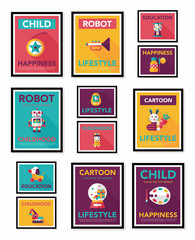 Toy poster flat banner design flat background set, eps10