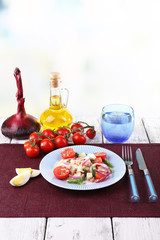 Fresh breakfast consisting of vegetable salad served