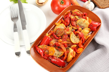 Vegetable ragout on table, close-up