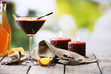 Espresso cocktail served on table
