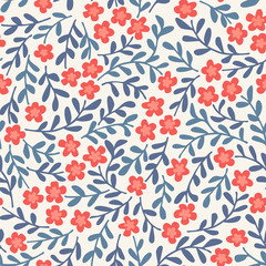 Simple seamless vector pattern with flowers