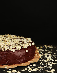 Tasty chocolate cake with almond,