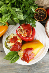 Composition with prepared stuffed peppers