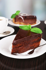 Pieces of chocolate cake