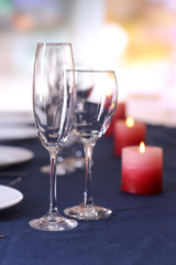 Table setting in restaurant