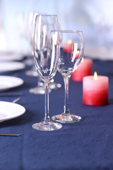 Table setting in restaurant