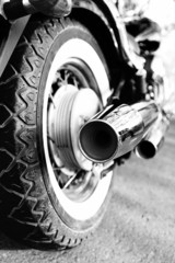 Close up shot of motorcycle exhaust pipes
