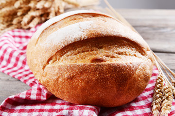 Fresh bread on table close-up