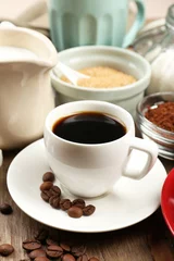 Fotobehang Verse koffie met verschillende ingrediënten © Africa Studio