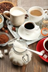 Fresh coffee with several ingredients