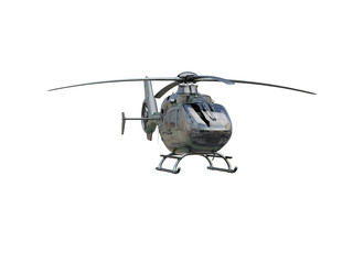 Fototapeta na wymiar Military helicopter on white background