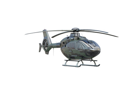 Military helicopter on white background