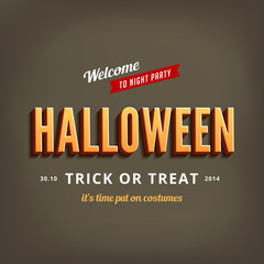 Halloween festival typography 3d vintage retro style