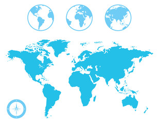 Fototapeta na wymiar World Map and Globe Icons