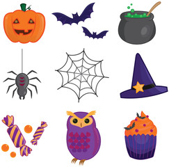 Halloween item collection icons, create by vector