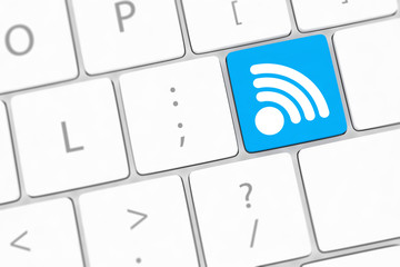 wifi concepts, with message on enter key of computer keyboard.