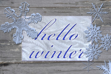 snowflake  on  wood background
